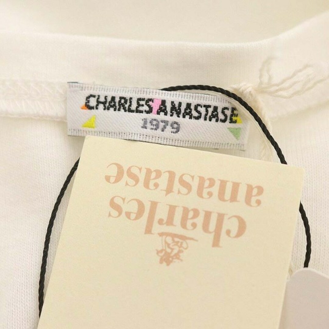 Charles Anastase(シャルルアナスタス)のシャルルアナスタス タンクトップ カットソー ノースリーブ リボン S 白 黒 レディースのトップス(タンクトップ)の商品写真