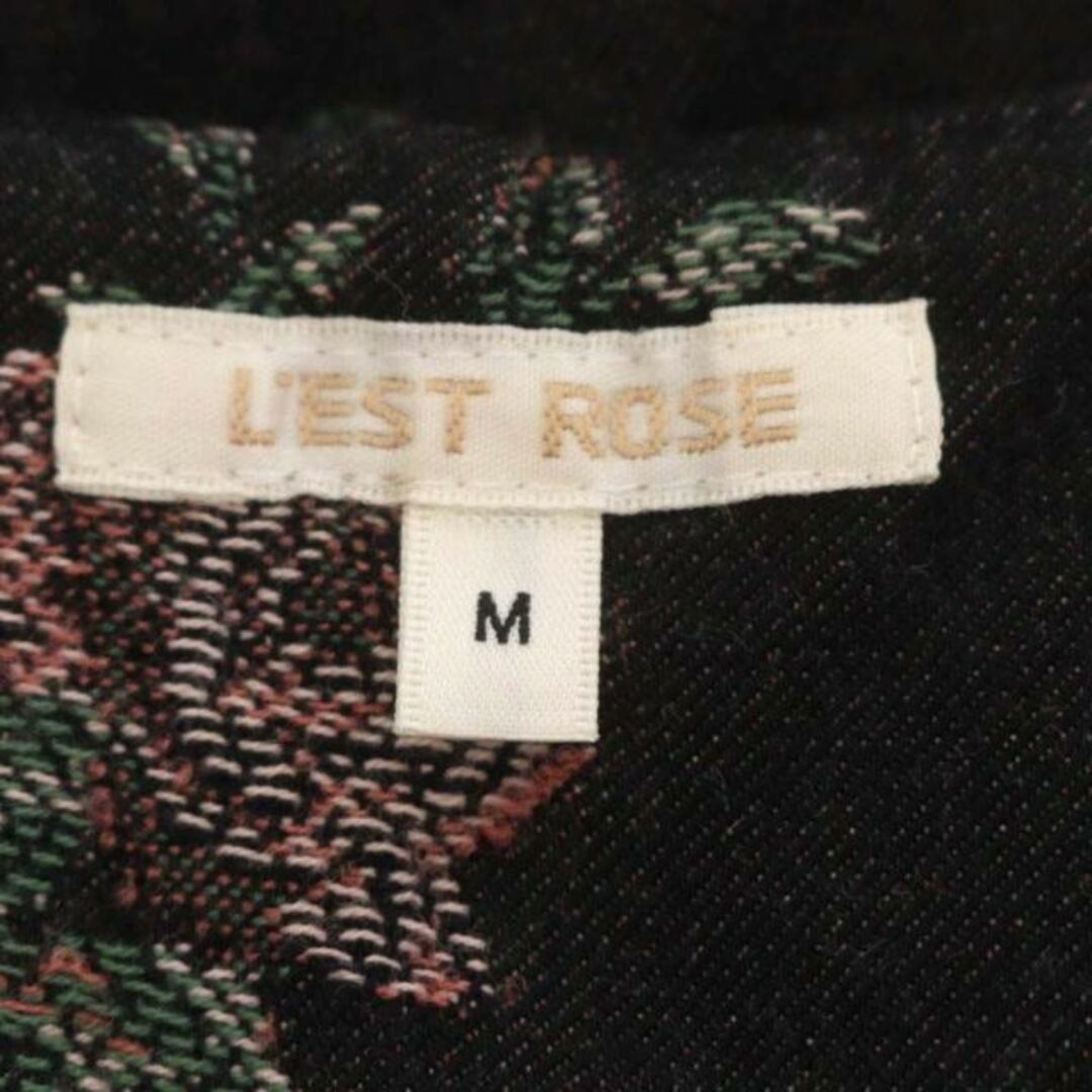 L'EST ROSE(レストローズ)のレストローズ フラワージャガードノースリーブワンピース 膝丈 M 黒 ブラック レディースのワンピース(ひざ丈ワンピース)の商品写真