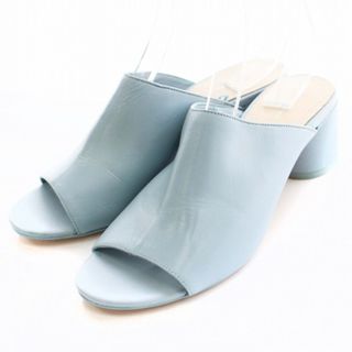 ZARA WOMAN サンダル ヒール レザー 38 24,5cm ライトブルー(サンダル)