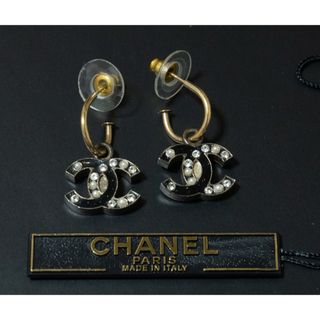 シャネル(CHANEL)のシャネル ココマーク ラインストーン フープピアス(ピアス)