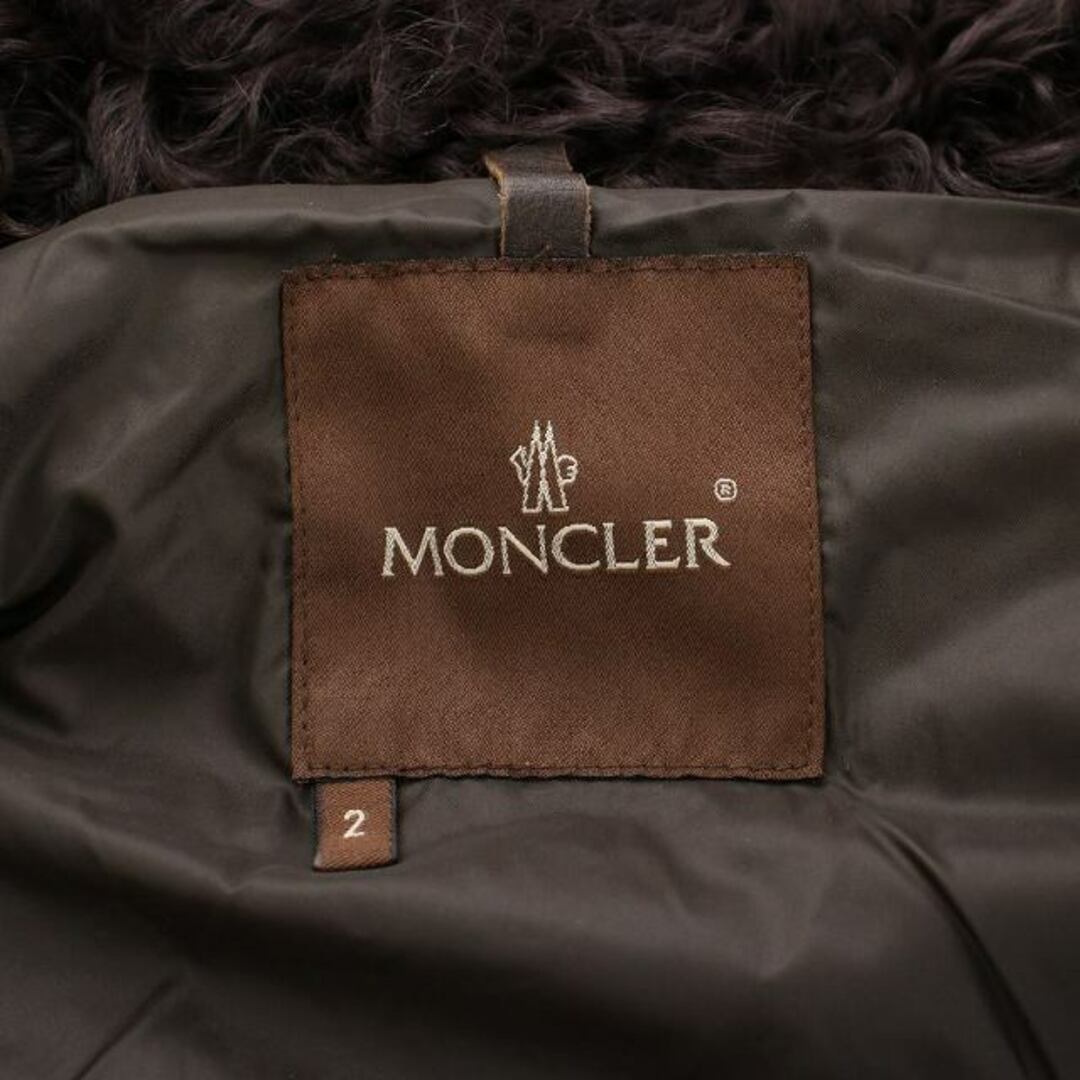 【良品】MONCLER モンクレール ダウンコート ジャケット 茶色タグ レザー