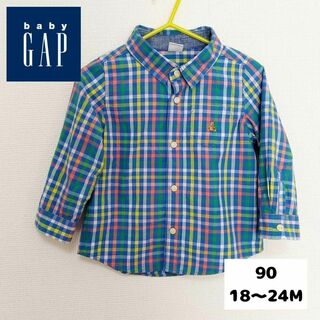 ベビーギャップ(babyGAP)のBabyGAP ベビーギャップ チェック 長袖 シャツ チェックシャツ 90(Tシャツ/カットソー)