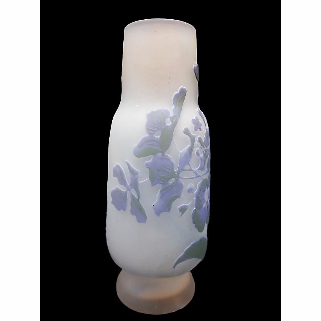 G424 エミール ガレ 花文様 花瓶 色硝子 花器 被せガラス アンティーク インテリア/住まい/日用品のインテリア小物(花瓶)の商品写真