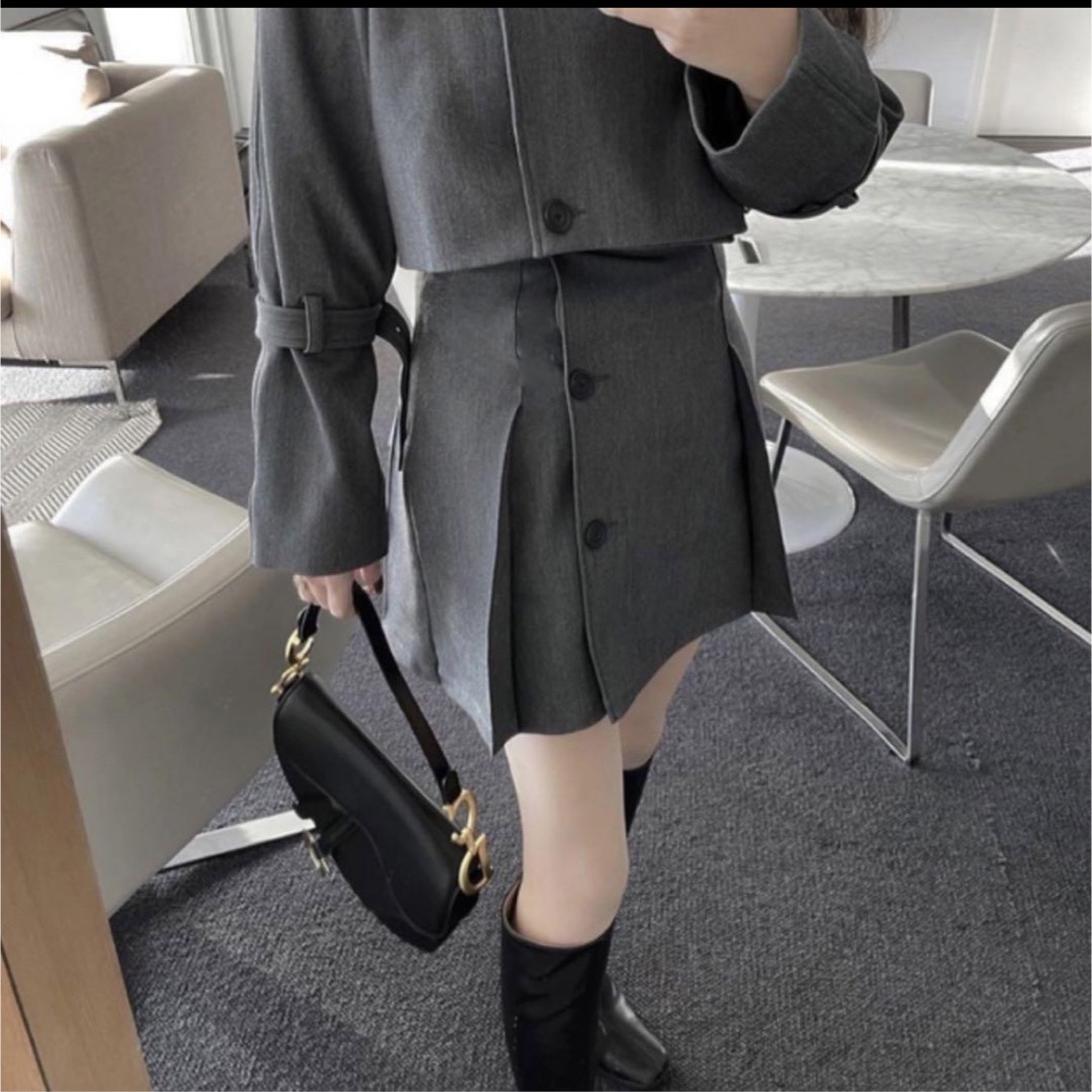MAVIMOON 】Short Trench Coat+Skirt gray-