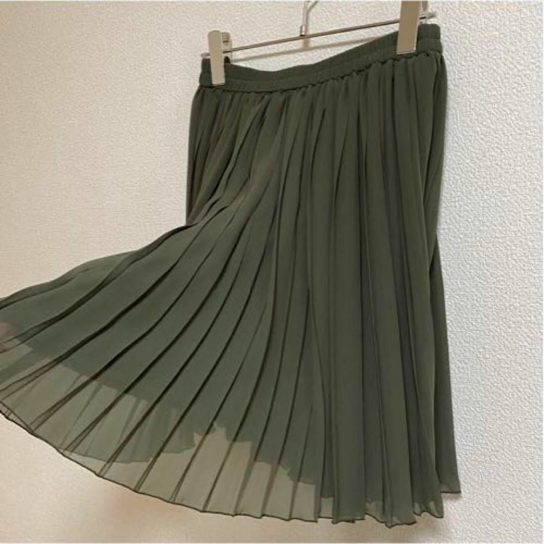 Lois CRAYON(ロイスクレヨン)のst88 ロイスクレヨン シアープリーツメロウ フレアスカート カーキグリーン レディースのスカート(ひざ丈スカート)の商品写真