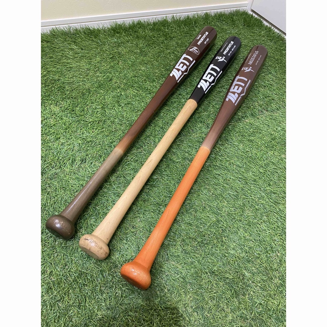 ZETT - BFJ NPB ZETT 硬式 木製 バット 3本セット 野球 グラブ