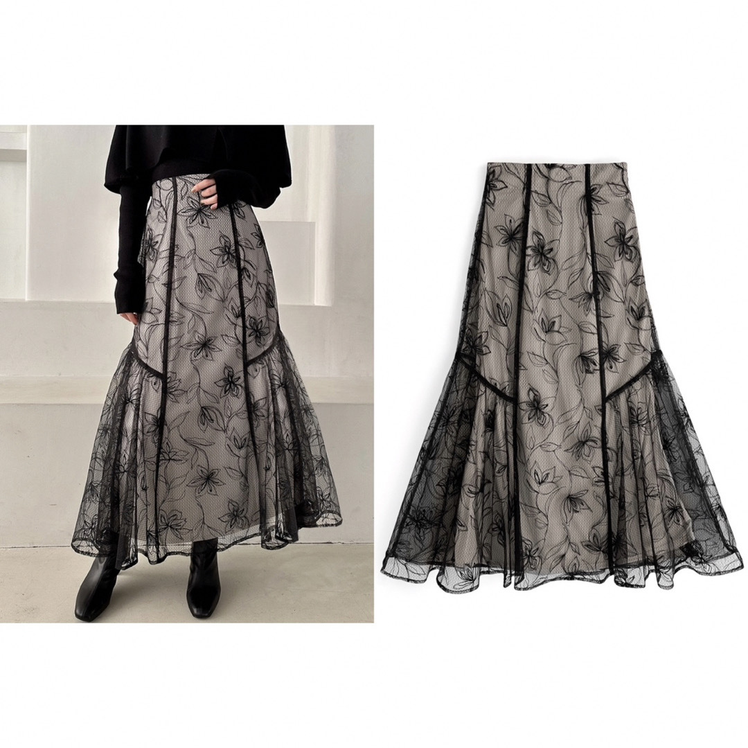 値下げ♡GRL チュールロングスカート フラワー 花柄 刺繍 上品 新作SALE | フリマアプリ ラクマ