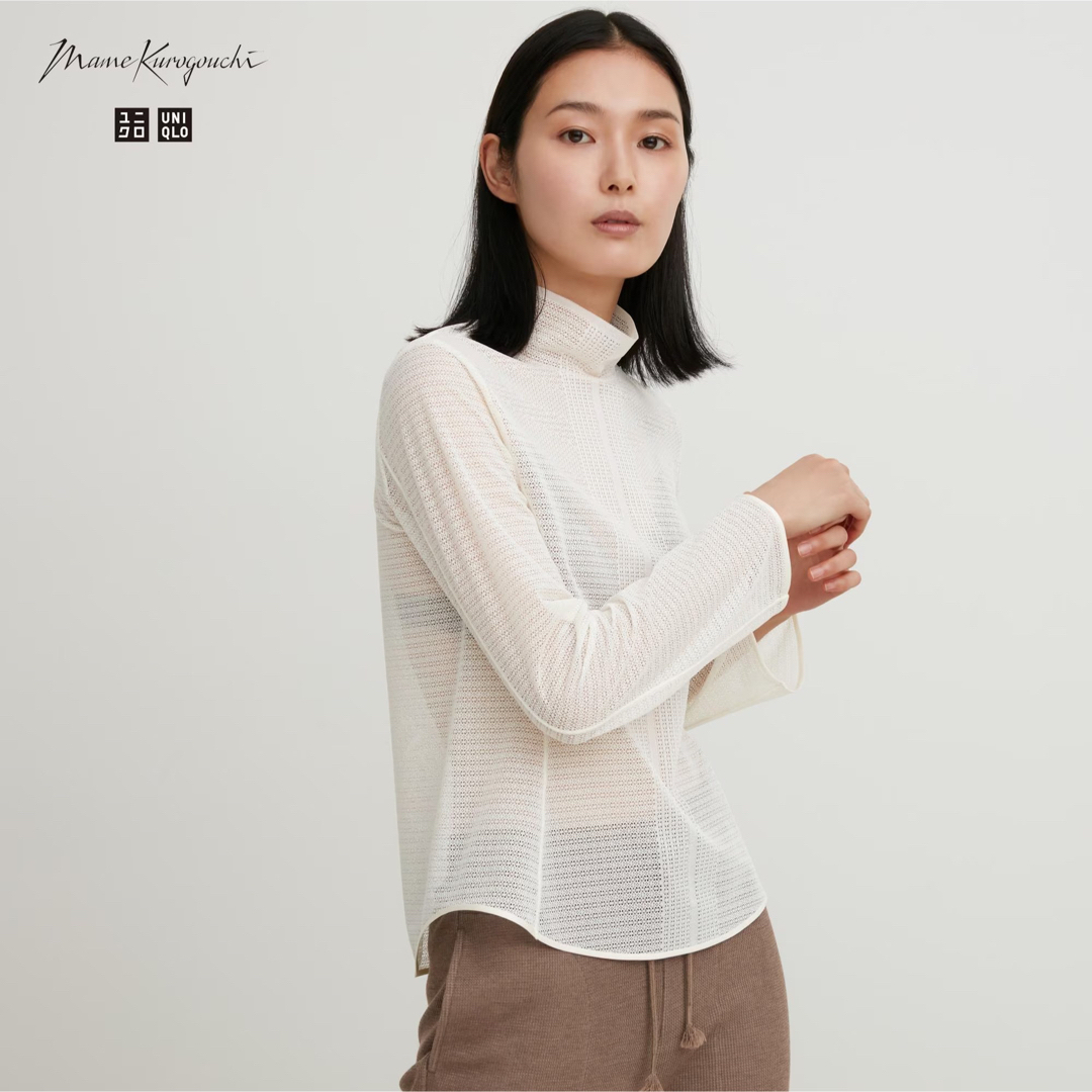 mame(マメ)のsale!新品タグ付☆UNIQLOマメクロゴウチ☆メッシュハイネックXXL白 レディースのトップス(ニット/セーター)の商品写真