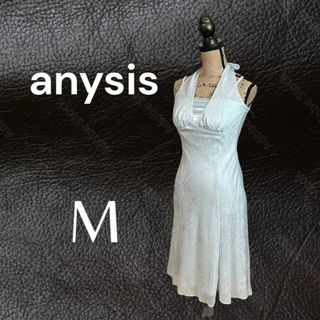 エニィスィス(anySiS)の美品✨【anysis】シアーワンピース　透け感　ドレス　レイヤード風　刺繍　淡青(ひざ丈ワンピース)