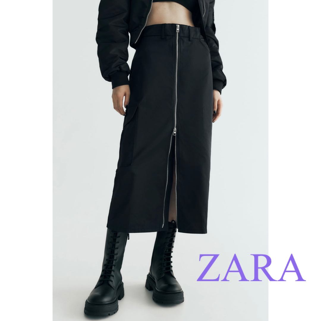 ZARA(ザラ)のZARA ナイロンスカートジッパー レディースのスカート(ロングスカート)の商品写真