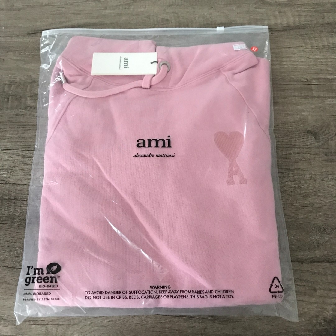 Amiparis アミパリス フード長袖 Tシャツ ピンク 男女兼用