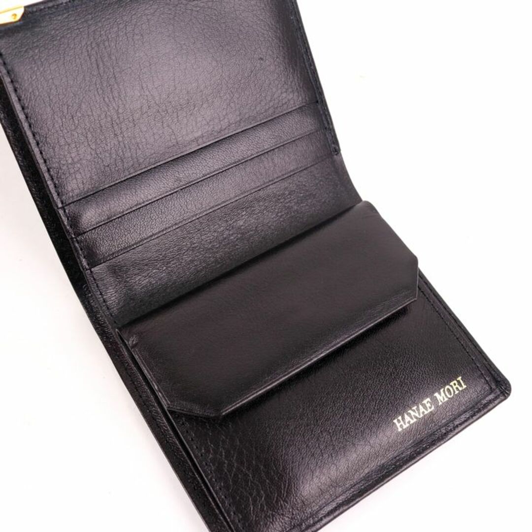 HANAE MORI(ハナエモリ)のハナエモリ 二つ折り財布 レザー バタフライ ロゴ ブランド ウォレット レディース ブラック HANAE MORI 森英恵 レディースのファッション小物(財布)の商品写真