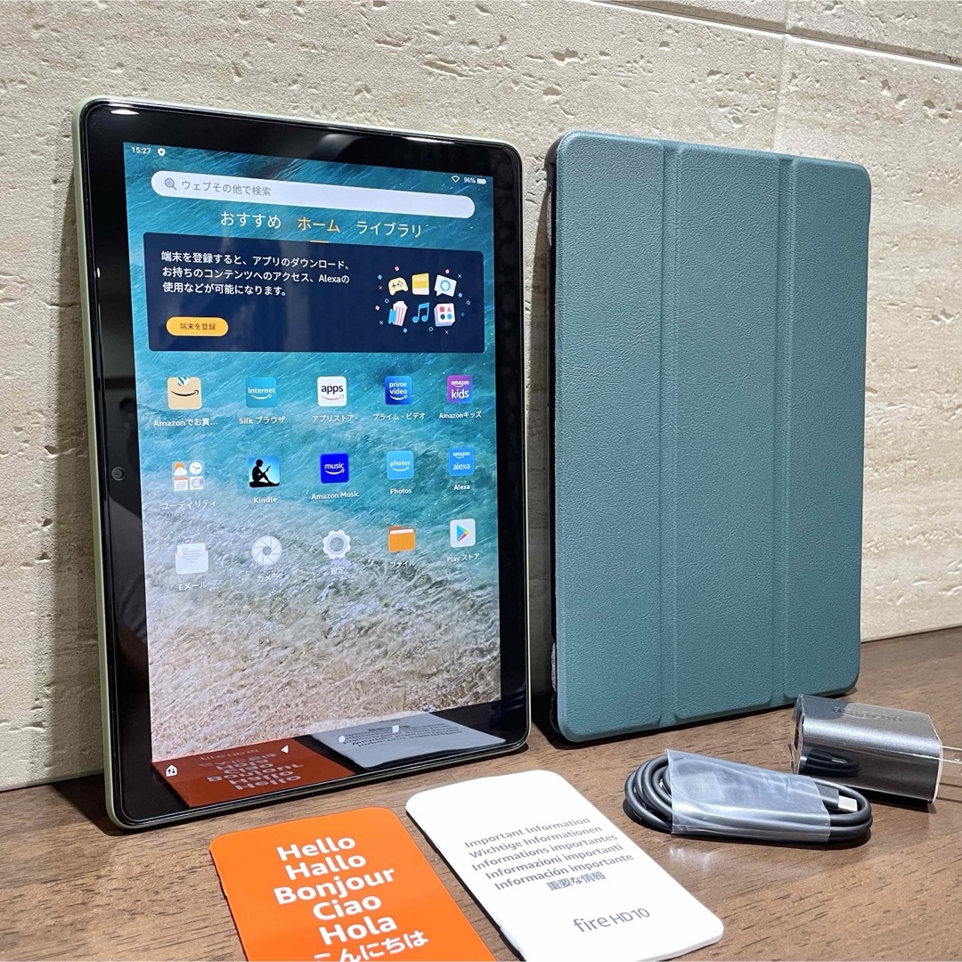 Amazon fire HD 10 オリーブ 第11世代 中古美品 緑 カバー付