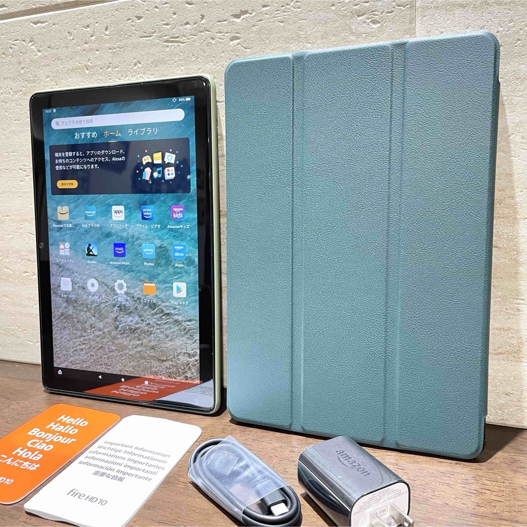 Amazon fire HD 10 オリーブ 第11世代 中古美品 緑 カバー付