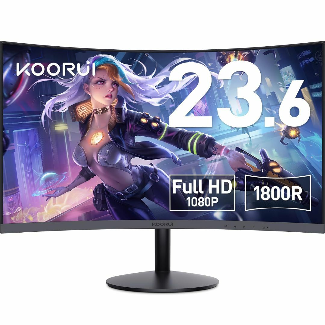 KOORUI モニター 24インチ 60Hz 5ms 曲面 モニター VAパネル