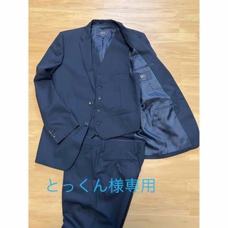 コムサイズム(COMME CA ISM)の【美品】 BG  スリーピース  スーツ  黒 ストライプ L(セットアップ)