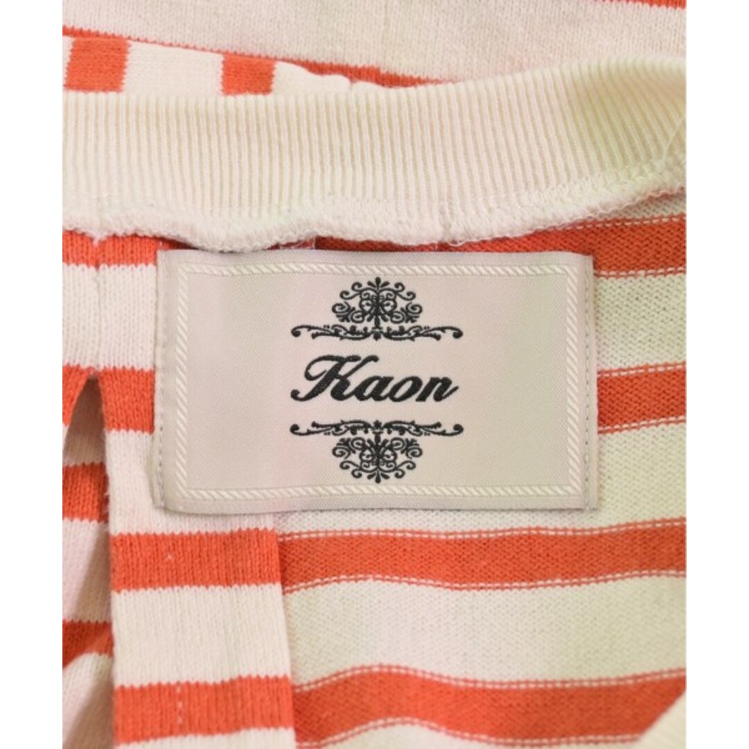 Kaon(カオン)のKaon カオン Tシャツ・カットソー F 白xオレンジ(ボーダー) 【古着】【中古】 レディースのトップス(カットソー(半袖/袖なし))の商品写真