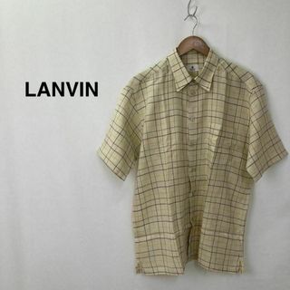 ランバン 総柄 長袖 シャツ M ベージュ系 LANVIN ロゴ メンズ   【231013】