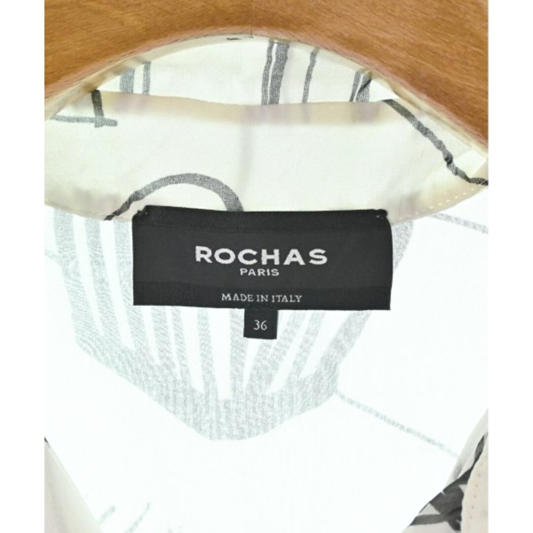 ROCHAS ロシャス カジュアルシャツ 42(M位) 白x赤x黒(総柄)