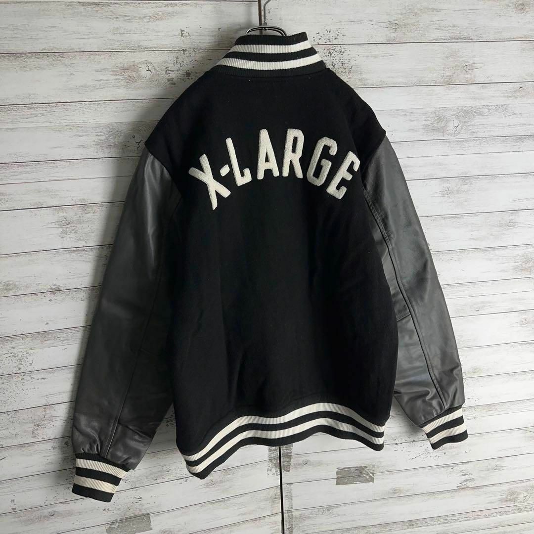 XLARGE - 5912【希少デザイン】エクストララージ☆袖レザーアーチロゴ ... 5912【希少デザイン】エクストララージ☆袖レザーアーチロゴスタジャン 美品