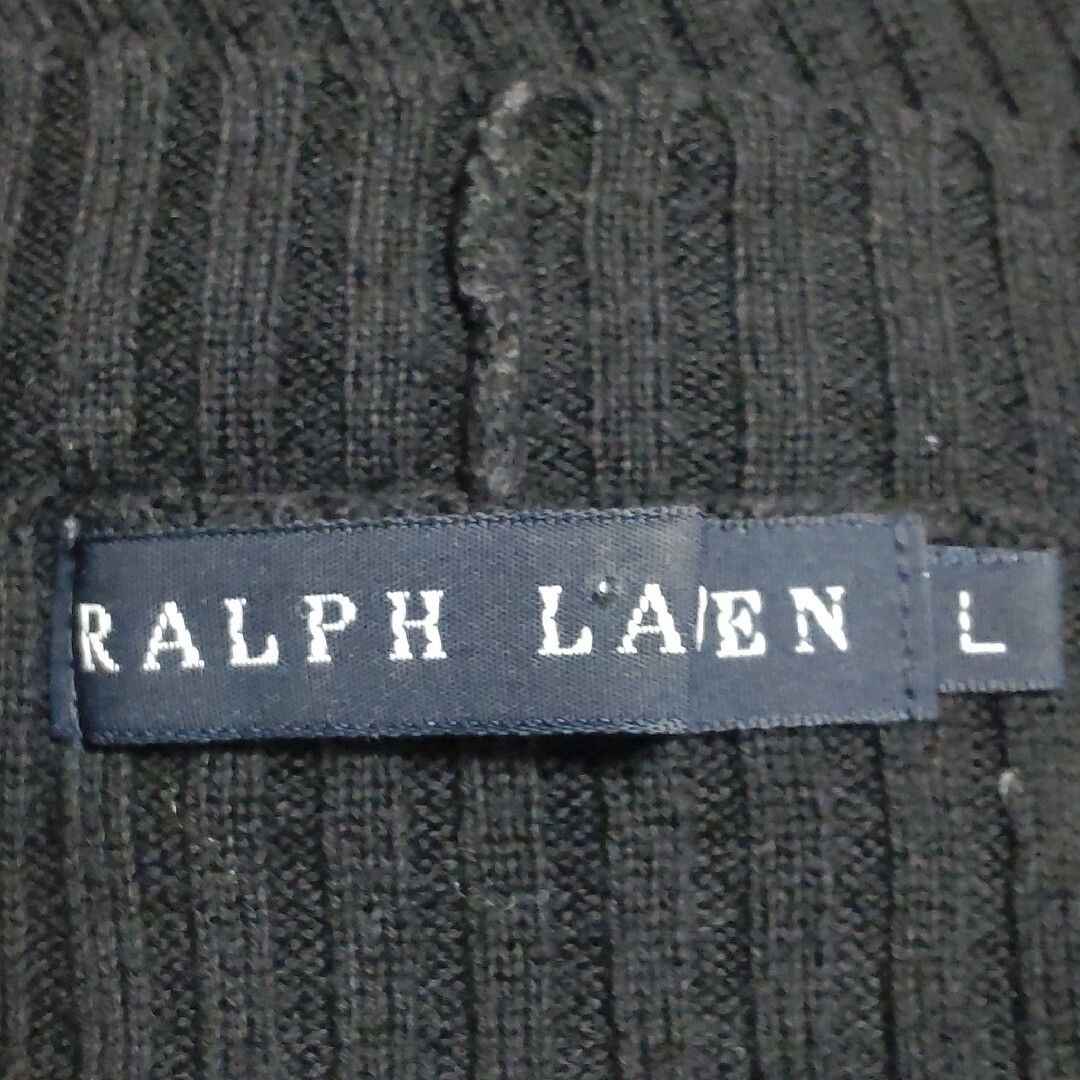 Ralph Lauren(ラルフローレン)のラルフローレン　黒　vネックリブニット　ウール混  Lサイズ　インパクト21 レディースのトップス(ニット/セーター)の商品写真