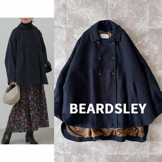 ビアズリー(BEARDSLEY)の美品 ビアズリー フリピエ ポンチョコート ネイビー 22AW オーバーサイズ(ロングコート)