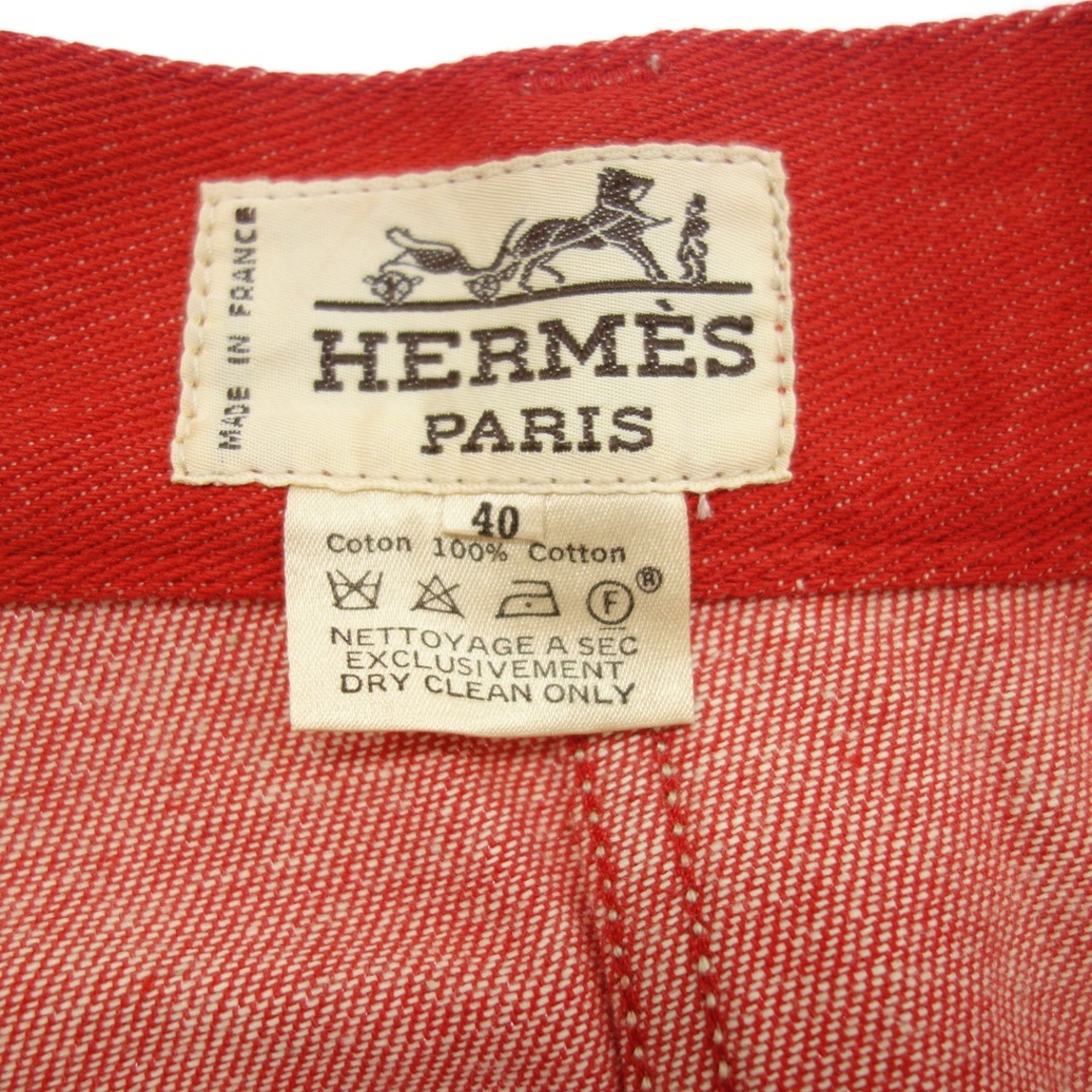 Hermes(エルメス)のエルメス タックパンツ 金ボタン セリエ レディース レッド 40【AFB24】 レディースのパンツ(カジュアルパンツ)の商品写真