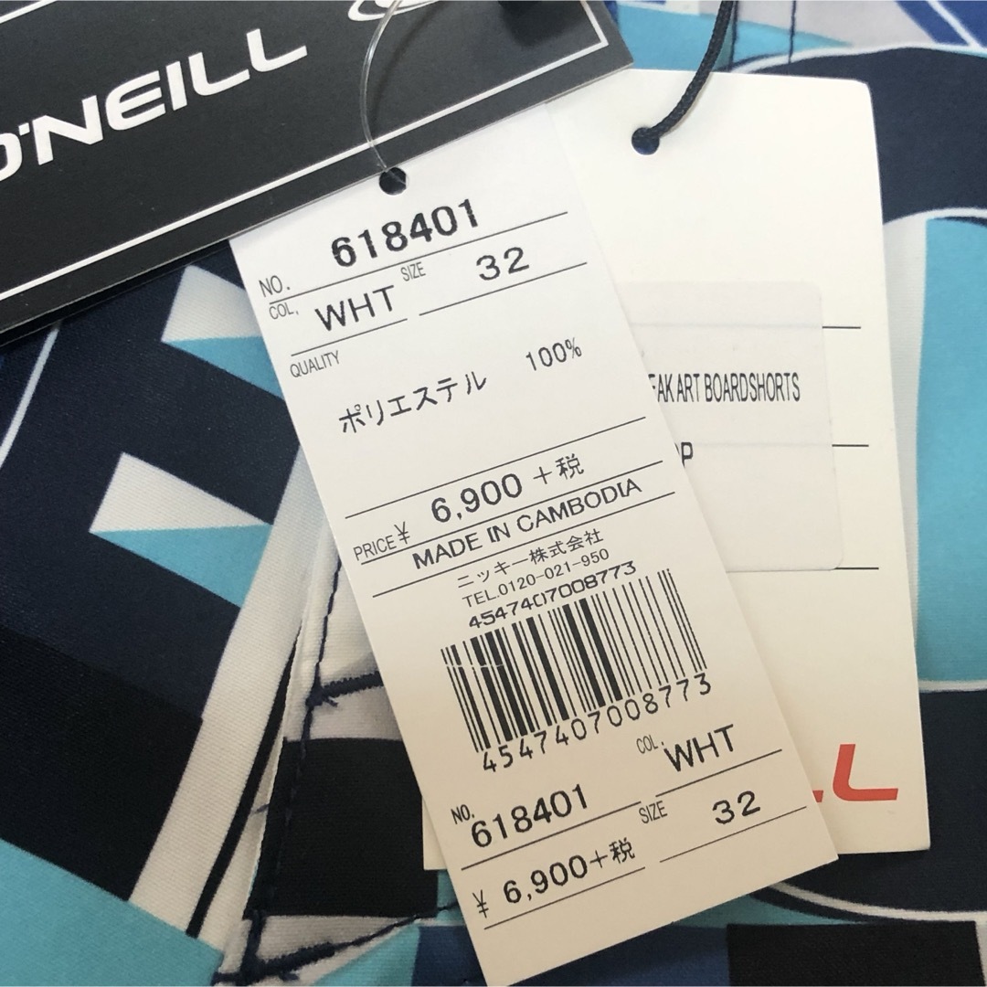 O'NEILL(オニール)の【新品】オニール  メンズ ボードショーツ ロゴ柄 ホワイトブルー 32 L メンズの水着/浴衣(水着)の商品写真