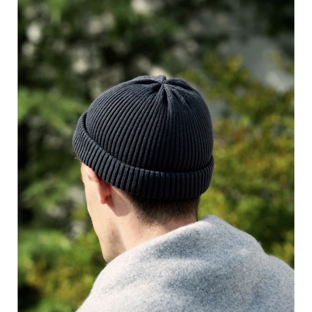 ROTOTO(ロトト)のROTOTO ロトト 帽子 ニット帽 コットンロールアップビーニー 黒 メンズの帽子(ニット帽/ビーニー)の商品写真