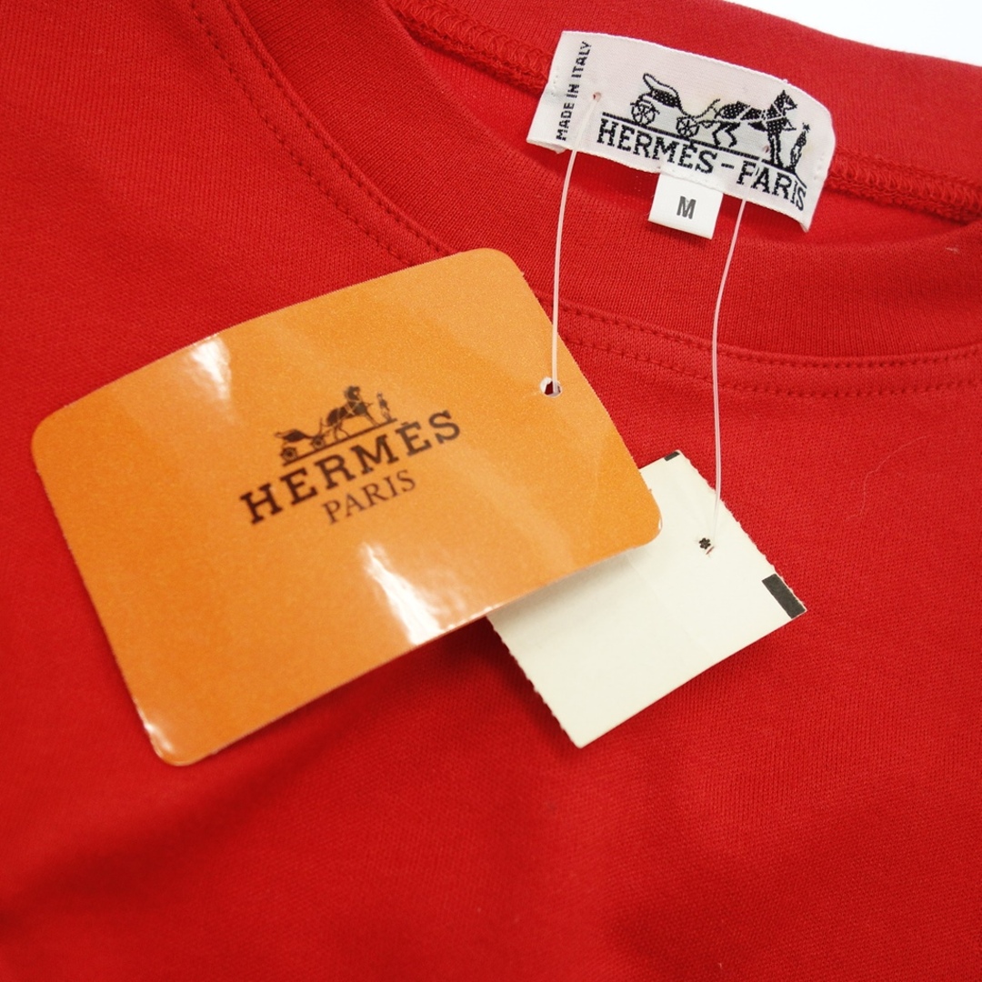 Hermes(エルメス)のエルメス ロングTシャツ 胸ロゴ レディース M 赤 HERMES【AFB11】 レディースのトップス(カットソー(長袖/七分))の商品写真