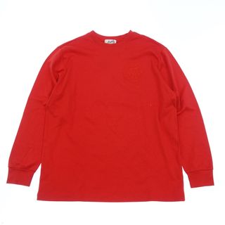 エルメス(Hermes)のエルメス ロングTシャツ 胸ロゴ レディース M 赤 HERMES【AFB11】(カットソー(長袖/七分))