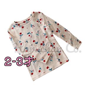 ネクスト(NEXT)の●未使用●3才　クリーム　レッド花柄　リブ　ロンT(Tシャツ/カットソー)