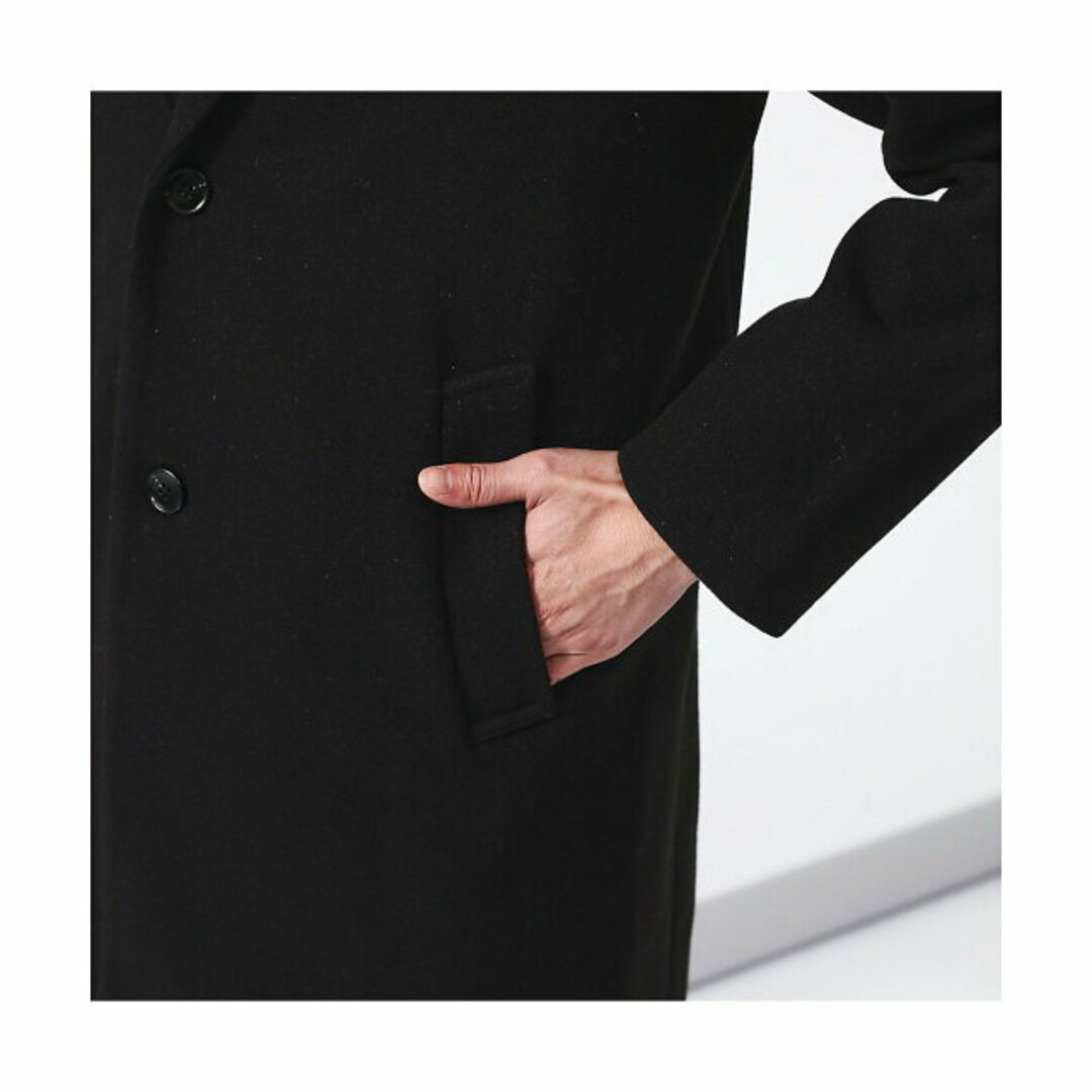 ABAHOUSE(アバハウス)の【ブラック】【48】ニットメルトン チェスターコート メンズのジャケット/アウター(チェスターコート)の商品写真