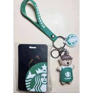 スターバックス(Starbucks)の【スターバックス】カードケース キーホルダー 定期入れ 緑色(4)(名刺入れ/定期入れ)