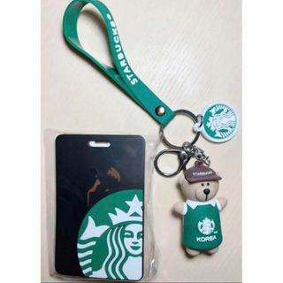 スターバックス(Starbucks)の【スターバックス】カードケース キーホルダー 定期入れ 緑色(4)(名刺入れ/定期入れ)