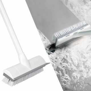 【色: ホワイト】CLEANHOME デッキブラシ 掃除用ブラシ 2in1 水切(日用品/生活雑貨)