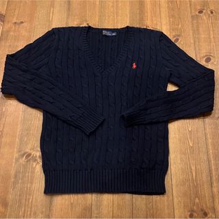 ポロラルフローレン(POLO RALPH LAUREN)の【美品】ラルフローレン ✳︎ニット✳︎ネイビー✳︎Ｖネック✳︎ケーブルニット(ニット/セーター)