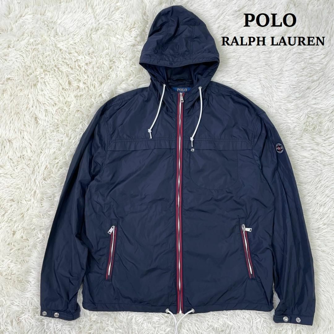 POLO RALPH LAUREN(ポロラルフローレン)のポロラルフローレン ナイロンジャケット パーカー フルジップ 紺 L　A730 メンズのジャケット/アウター(ナイロンジャケット)の商品写真