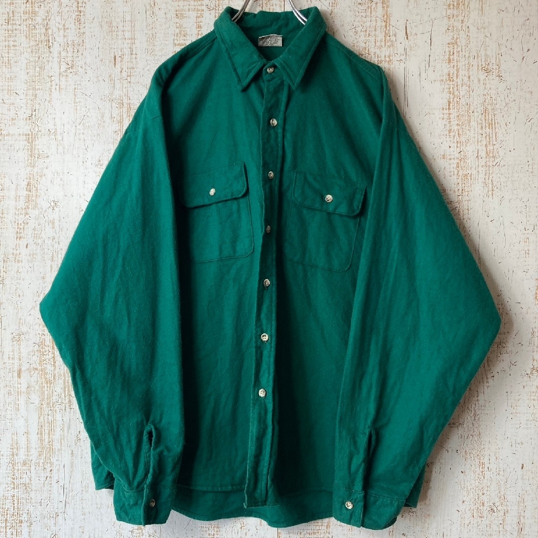 90sUSA製 ファイブブラザー ネルシャツ 長袖シャツ グリーン アメリカカラーグリーン緑