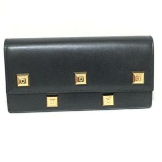 Salvatore Ferragamo サルヴァトーレ フェラガモ ヴァラ  二つ折り財布 22 2406 レザー   ブラック シルバー金具  Wホック 【本物保証】