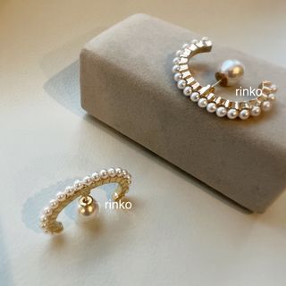 パールイヤーカフ風ピアス ゴールド(ピアス)