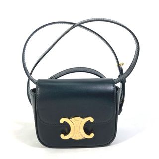 セリーヌ(celine)のセリーヌ CELINE ミニ トリオンフ ポシェット マイクロバッグ カバン 斜め掛け ショルダーバッグ レザー ブラック 新品同様(ショルダーバッグ)