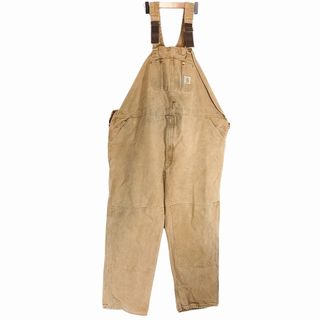 カーハート(carhartt)の90年代 USA製 Carhartt カーハート ダック生地 オーバーオール ワーク  アメカジ  ダブルニー ブラウン (メンズ 52×32) 中古 古着 O9901(サロペット/オーバーオール)