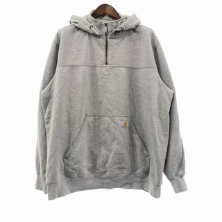 カーハート(carhartt)のCarhartt カーハート ハーフジップパーカー スウェット 大きいサイズ  アメカジ グレー (メンズ 2XL) 中古 古着 O9501(スウェット)