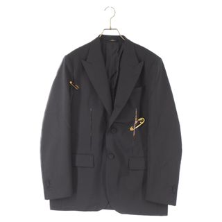 FENDI フェンディ FJ0668 GIACCA VELVET MARBLEDE TAPED BLAZER ブルー ベルベット サイドライン テーラードジャケット 2Bブレザー