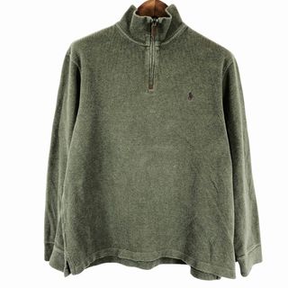 ポロラルフローレン(POLO RALPH LAUREN)の2000年代～ Polo by Ralph Lauren ポロバイラルフローレン ハーフジップ コットンニット セーター グリーン (メンズ L) 中古 古着 O9532(ニット/セーター)