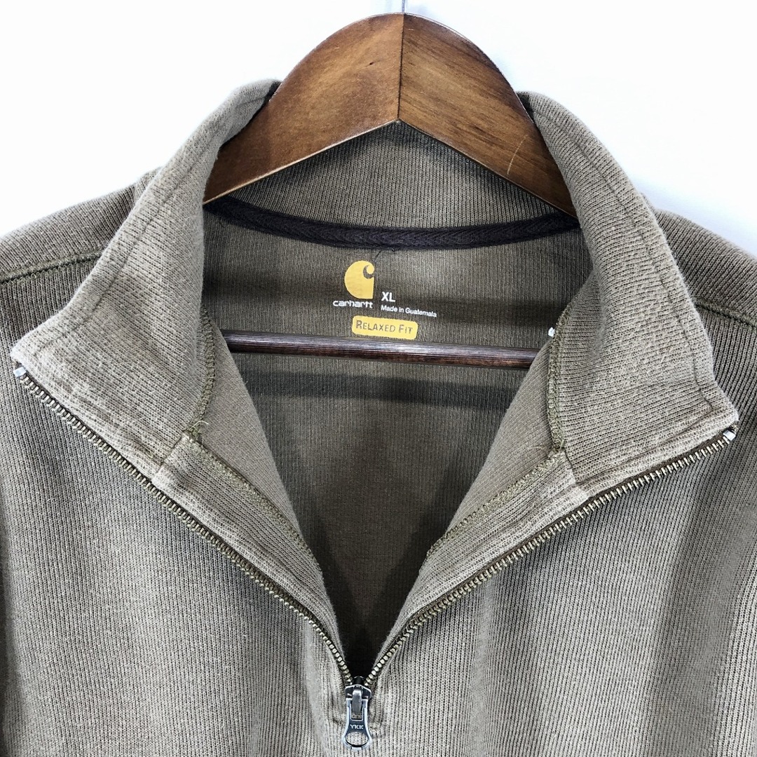 Carhartt カーハート ハーフジップ モックネック スウェット ワーク アメカジ ブラウン (メンズ XL) 中古 古着 O9534