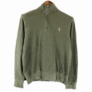 ポロラルフローレン(POLO RALPH LAUREN)の2000年代～ Polo by Ralph Lauren ポロバイラルフローレン ハーフジップ モックネック スウェット グリーン (メンズ M) 中古 古着 O9535(スウェット)