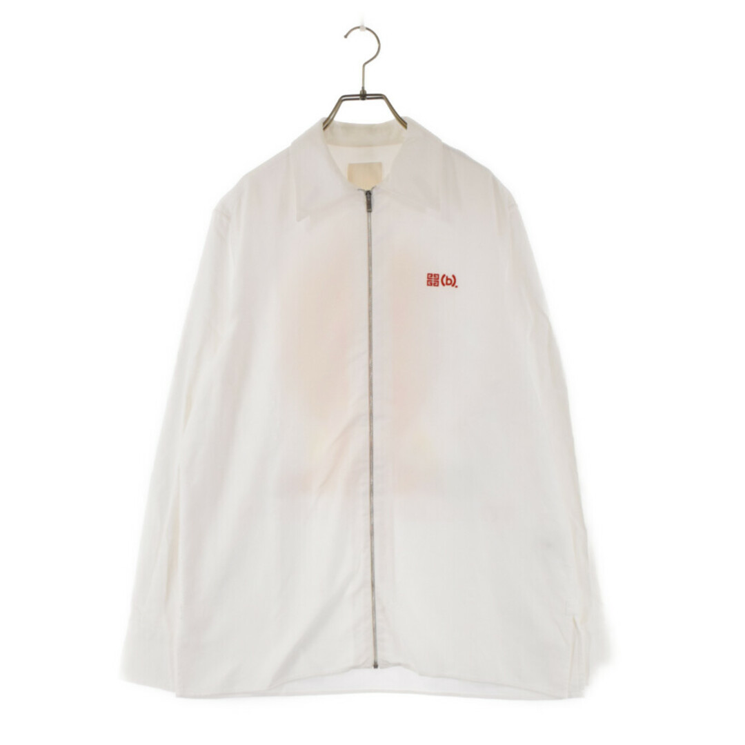 765センチ身幅GIVENCHY ジバンシィ Logo Embroidered Zip-Up Shirt サイケデリック刺繍ジップアップジャケット ホワイト BM60W11YC0