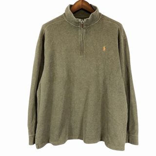 ポロラルフローレン(POLO RALPH LAUREN)のPolo by Ralph Lauren ポロバイラルフローレン ハーフジップ セーター 大きいサイズ  アメカジ オリーブ (メンズ XXL) 中古 古着 O9530(ニット/セーター)